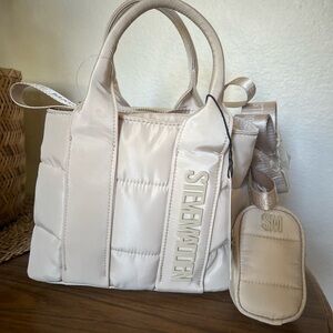 Steve Madden Oatmilk Satchel puffer handbag
